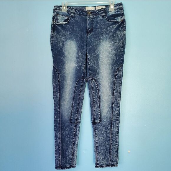 RanBeeri Skinny Medium Acid Wash Faded Detail Denim Jeans - Picture 1 of 7
